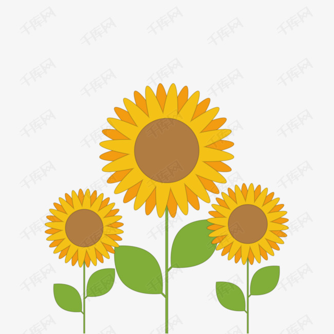 卡通扁平化向日葵设计的素材免抠向日葵植物设计扁平化卡通矢量图花朵