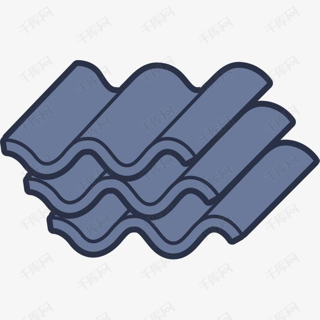 蓝色波浪矢量瓦片的素材免抠蓝色瓦片矢量瓦片卡通风格蓝色波浪形卡通