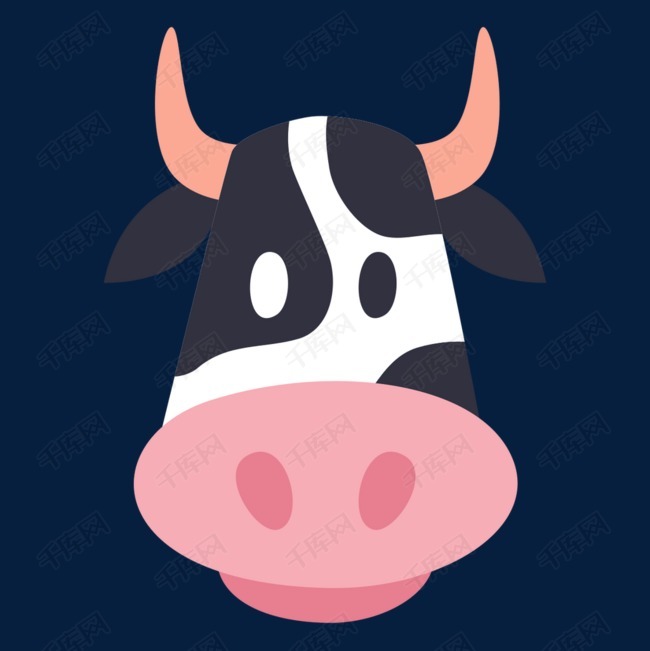 卡通手绘奶牛的头像