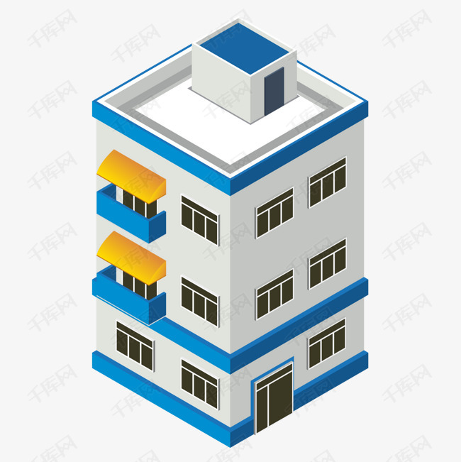 灰色立体楼房建筑元素