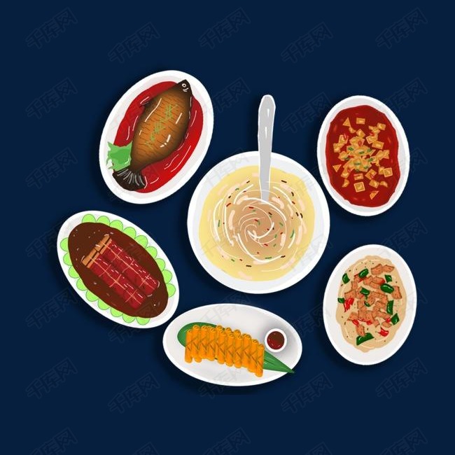 美食海报插画之卡通美味佳肴设计