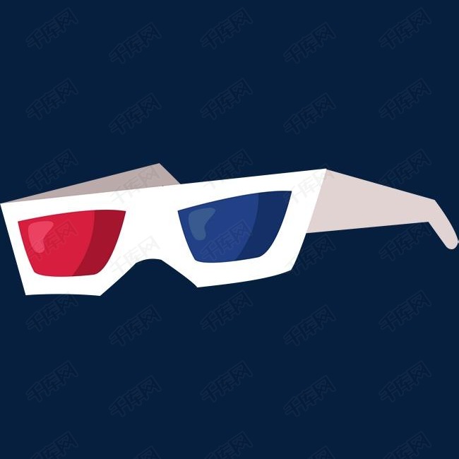 电影院红蓝3d眼镜的素材免抠电影院眼镜红蓝眼镜一副眼镜看电影简单