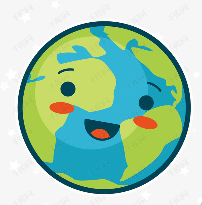 矢量卡通微笑的地球的素材免抠蓝色矢量地球卡通手绘地球免扣png图