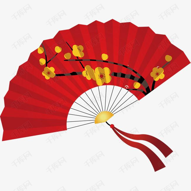 梅花高清古典扇子素材图片免费下载_高清psd_千库网