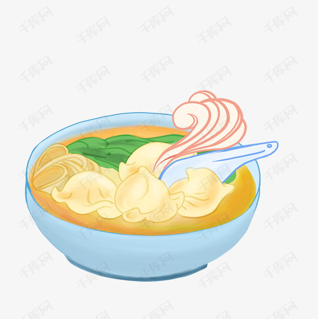 矢量手绘美味馄饨