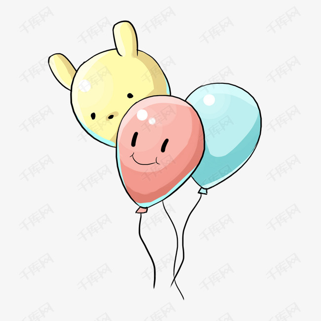手绘彩色卡通气球插画