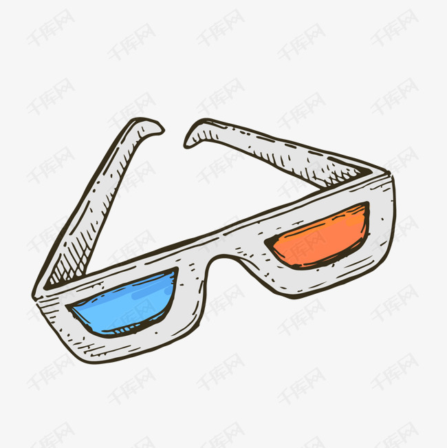 彩色手绘3d眼镜元素