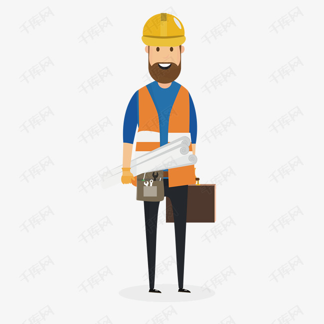 卡通建筑工程师矢量素材