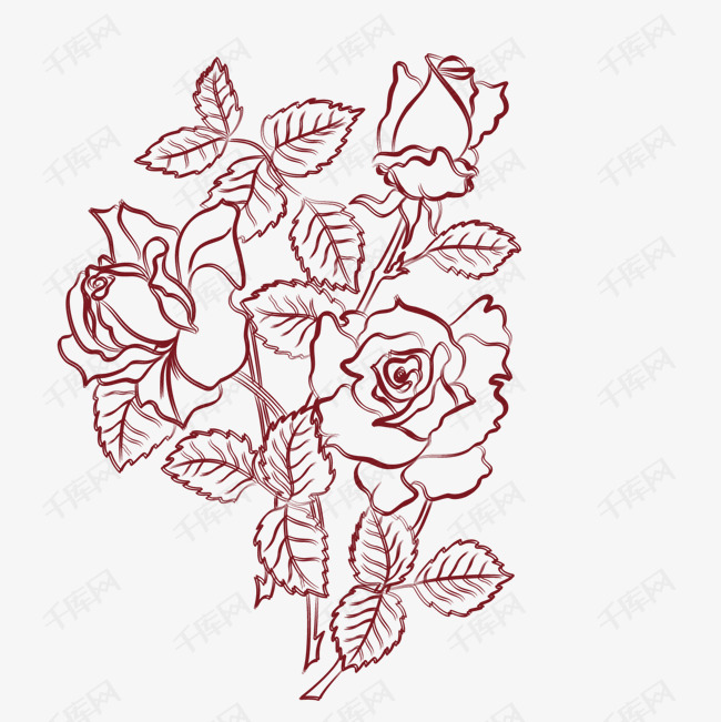 手绘玫瑰花简笔画设计