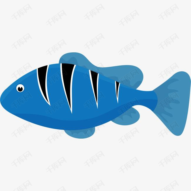 世界海洋日蓝色条纹小鱼的素材免抠世界海洋日蓝色小鱼海洋生物可爱