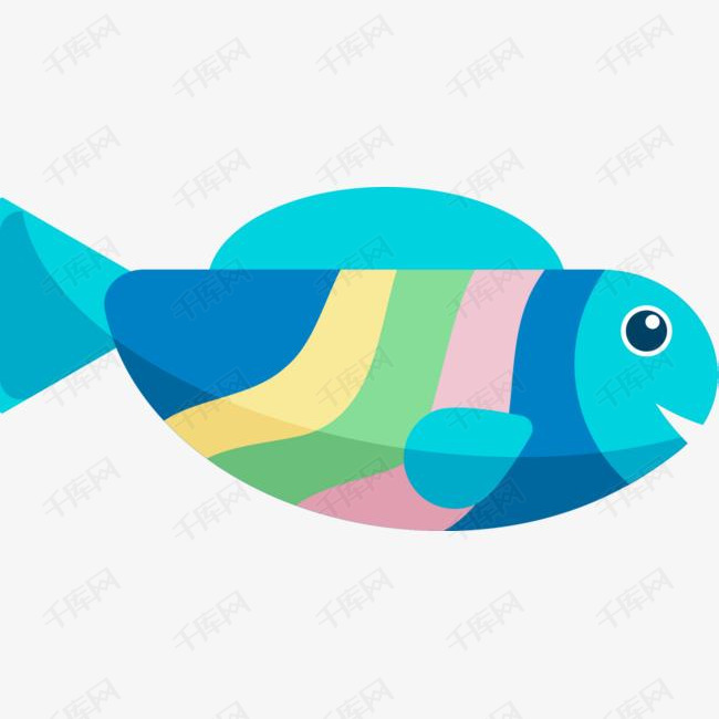海洋生物开心的多彩小鱼