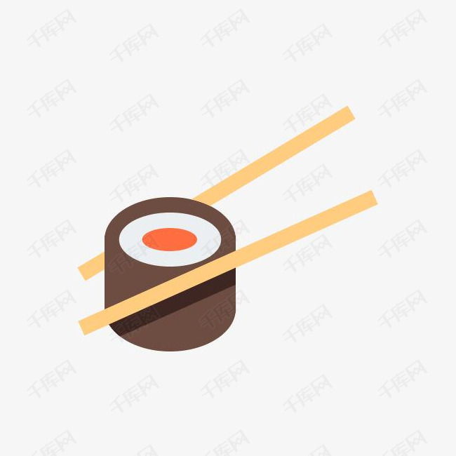 木质筷子夹寿司图的素材免抠木质筷子夹寿司卡通手绘