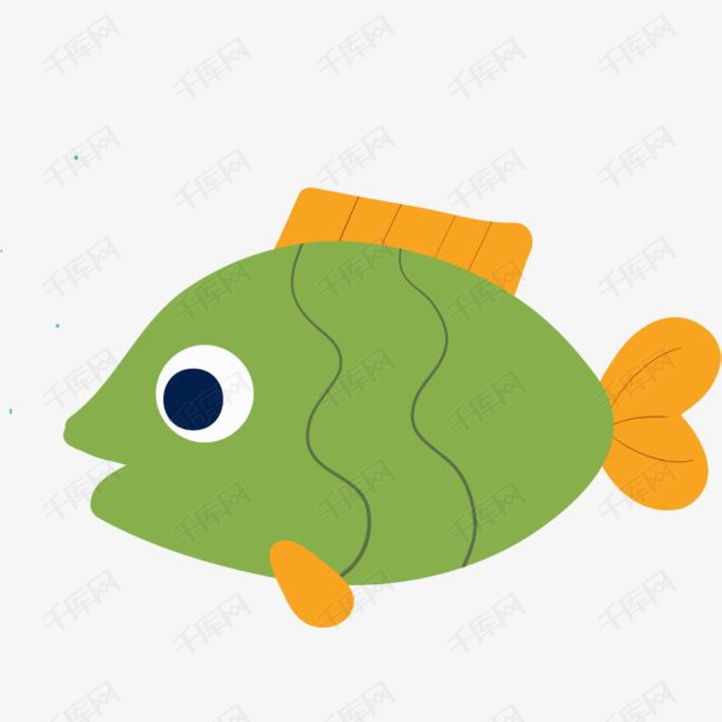 海洋生物绿色小鱼的素材免抠海洋生物一条鱼海生生物呆萌小鱼可爱小鱼