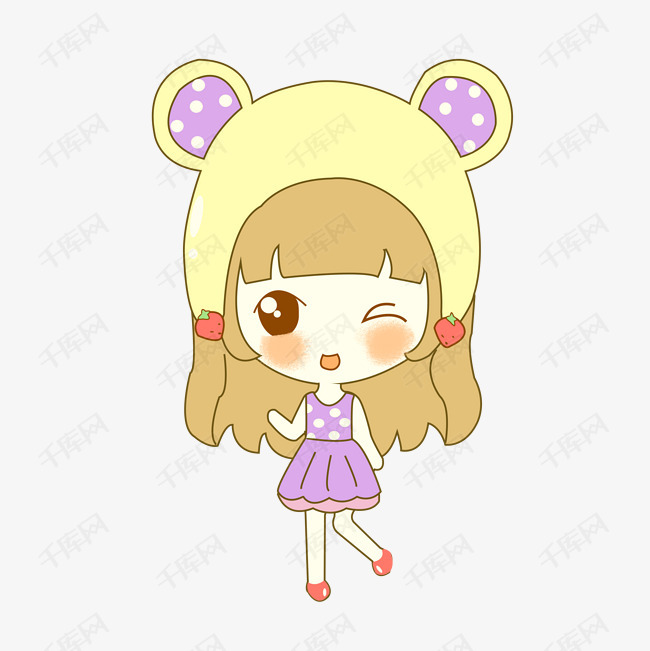 夏天甜美女孩人卡通物png素材