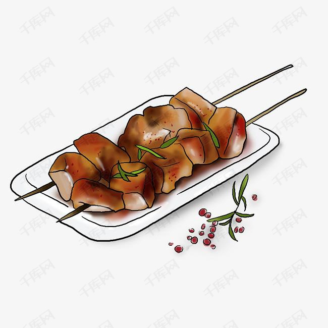 手绘小吃烧烤鱼豆腐