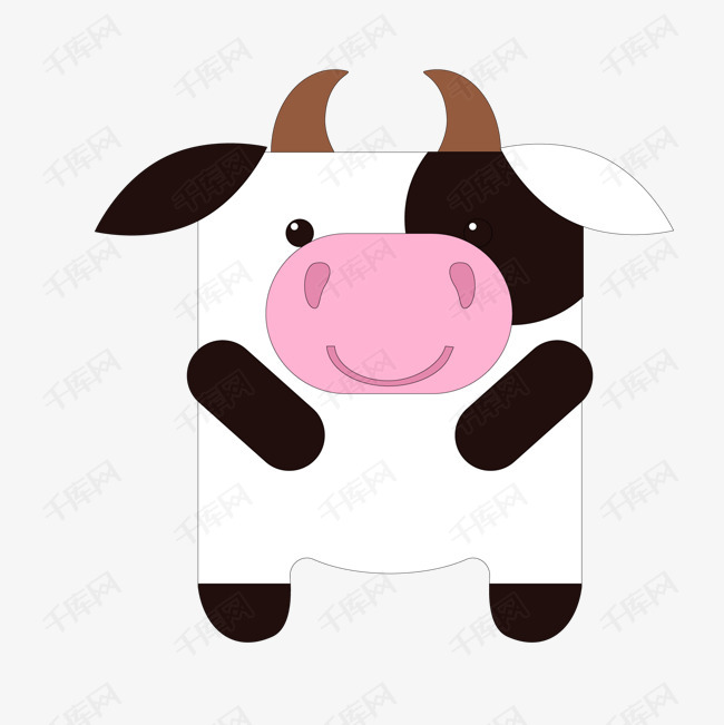卡通扁平化奶牛动物设计