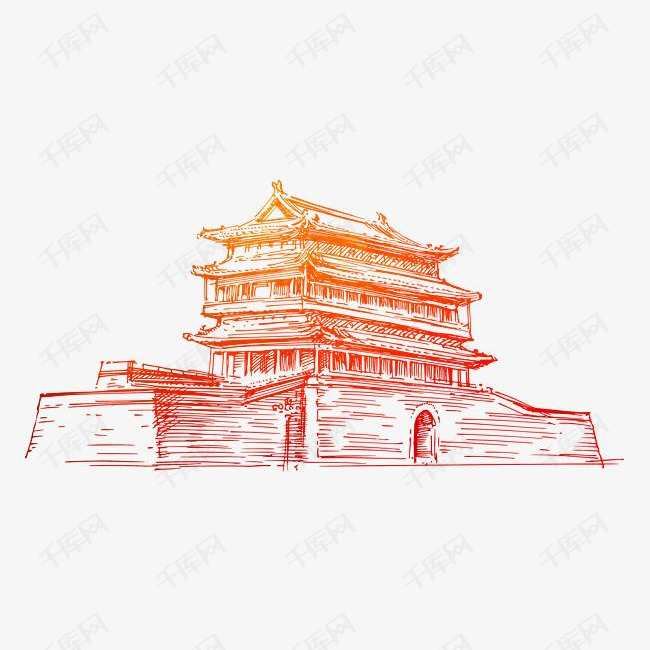 手绘城楼