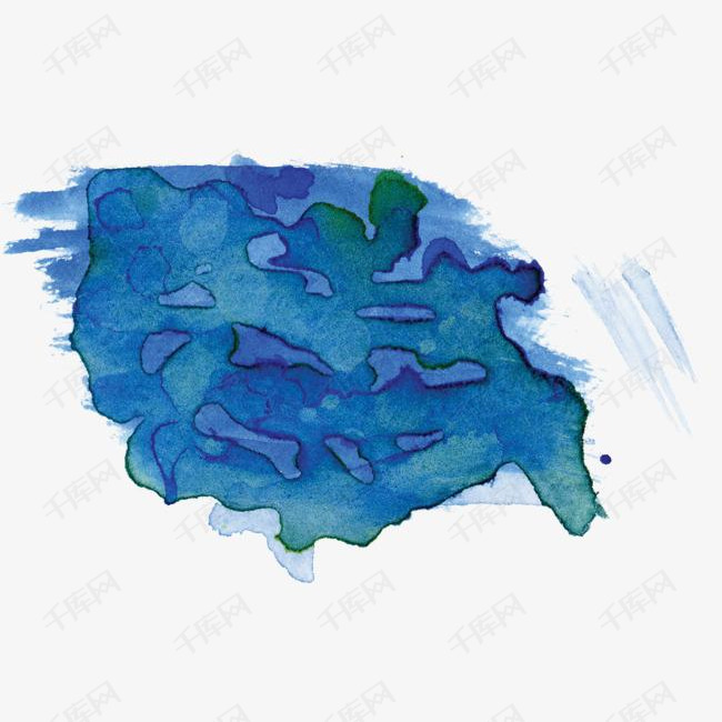 蓝色水彩水粉画