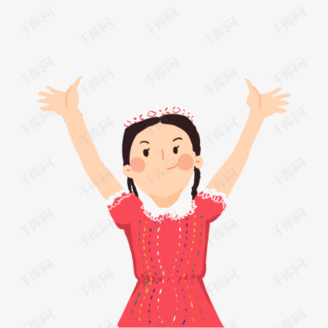 新疆可爱女孩双手举手设计图