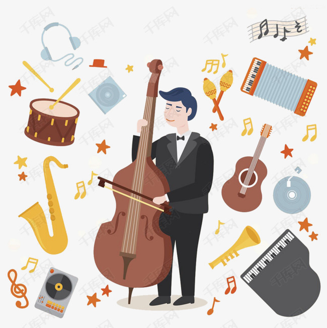 音乐家插画的素材免抠音乐家插画男性一个人音乐人艺术家大提琴