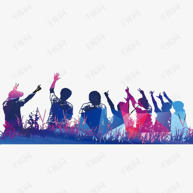 手绘五四青年节炫彩青春人物背影插图的素材免抠手绘五四青年节炫彩