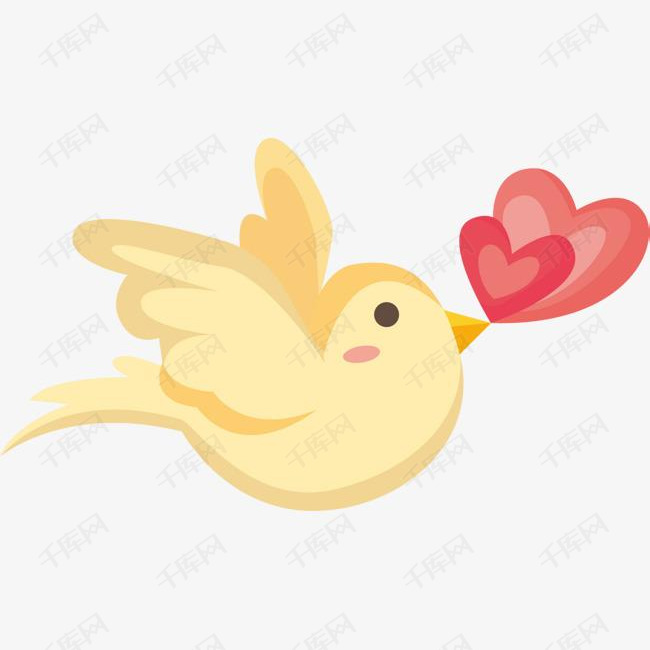 情人节黄色可爱小鸟