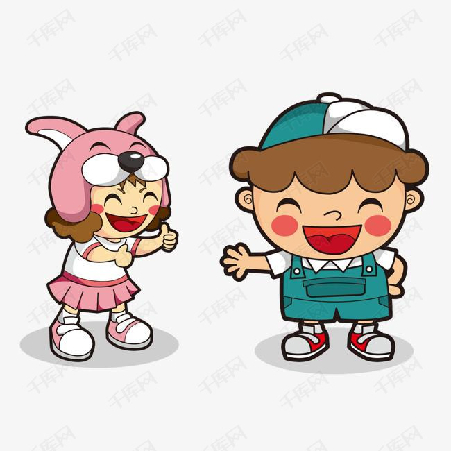 卡通可爱小女孩小男孩