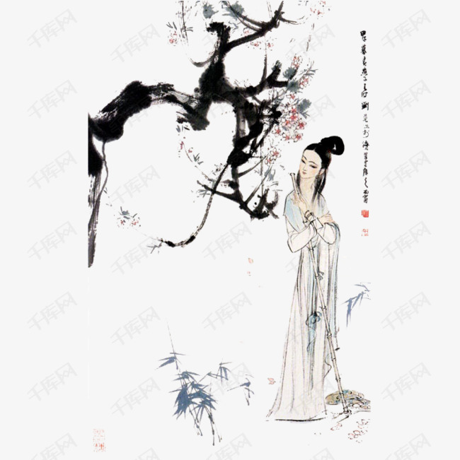 手绘林黛玉葬花图片 征黛玉葬花图