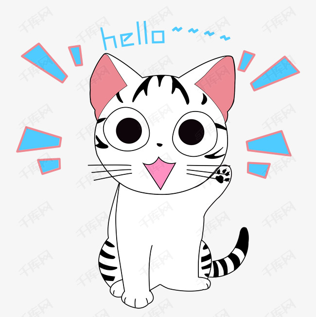 卡通手绘可爱小猫hello表情包