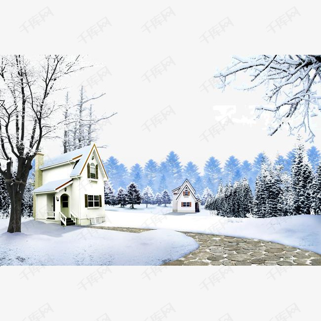 白雪皑皑冬季郊外雪景