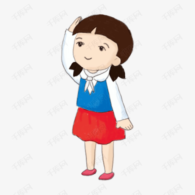 黑色扎小辫子姑娘敬礼设计图