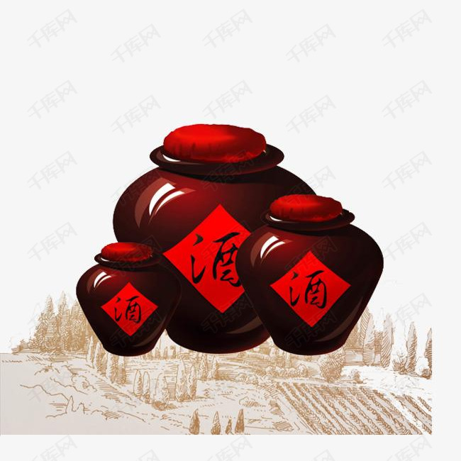 手绘酒坛