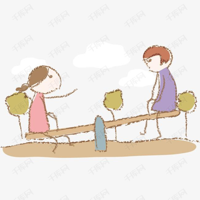 矢量玩跷跷板的孩子