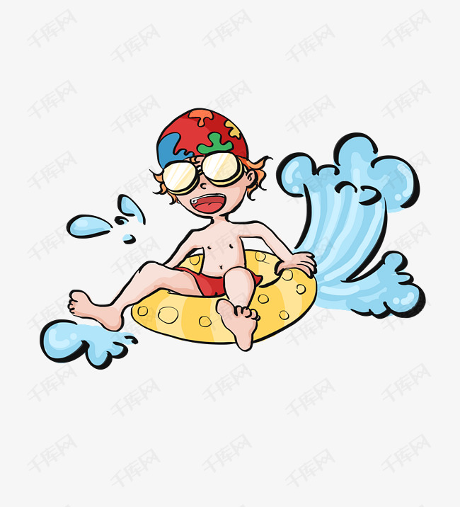暑假儿童玩水插画