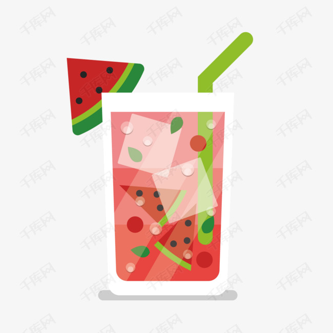 夏季卡通冰凉西瓜汁素材图片免费下载_高清p