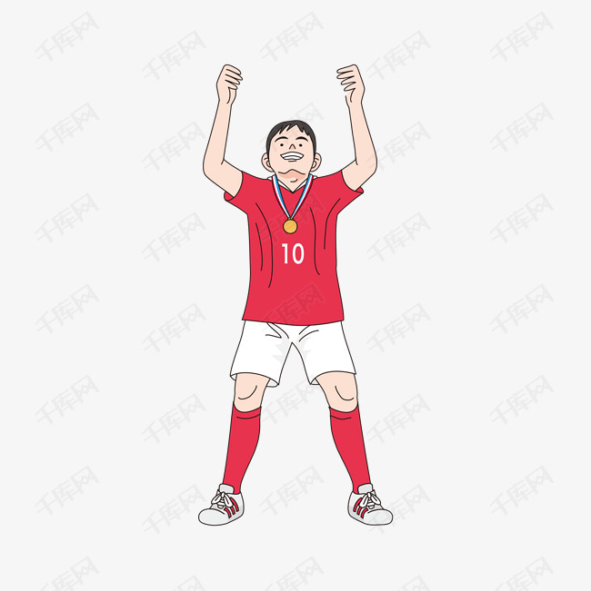 俄罗斯世界杯多彩卡通手绘足球运动员