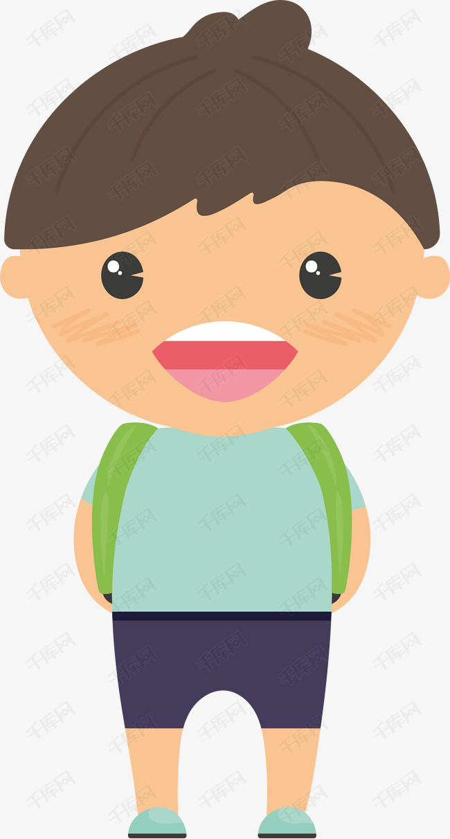 背着书包的可爱男孩