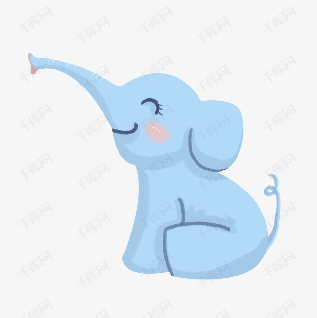 大象可爱卡通手绘插画psd