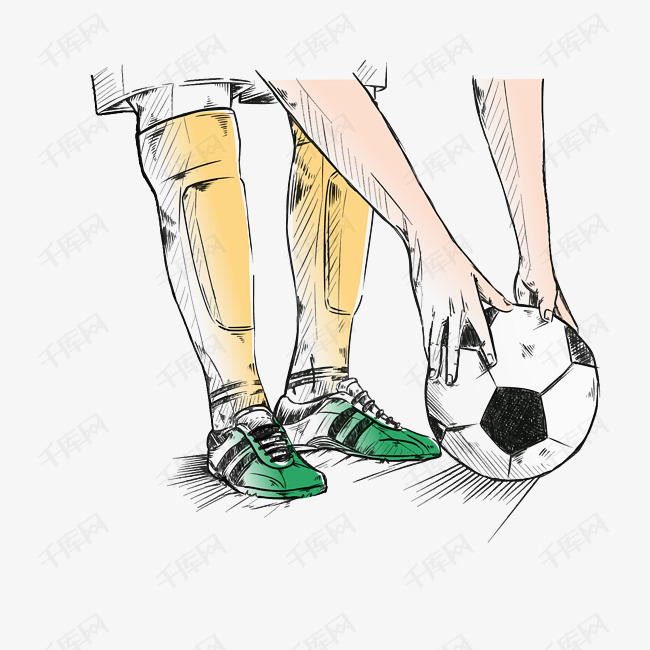 俄罗斯世界杯足球赛手绘点球插画素材
