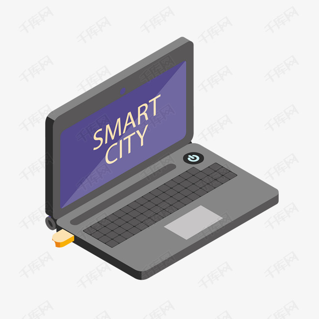 矢量卡通手绘笔记本电脑免抠图png