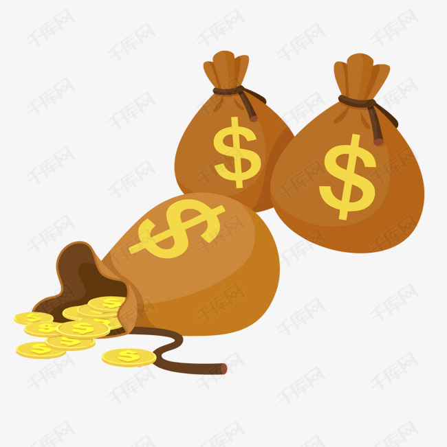 卡通装满金币的袋子设计
