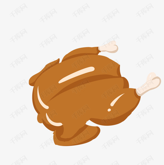 卡通美食烤火鸡插画