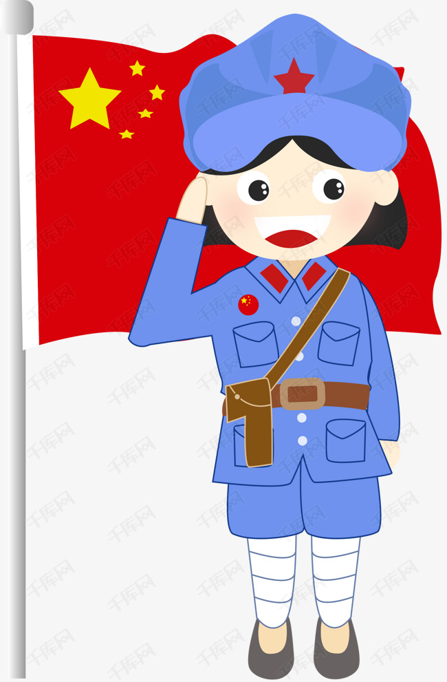 建党节卡通矢量敬礼的女孩