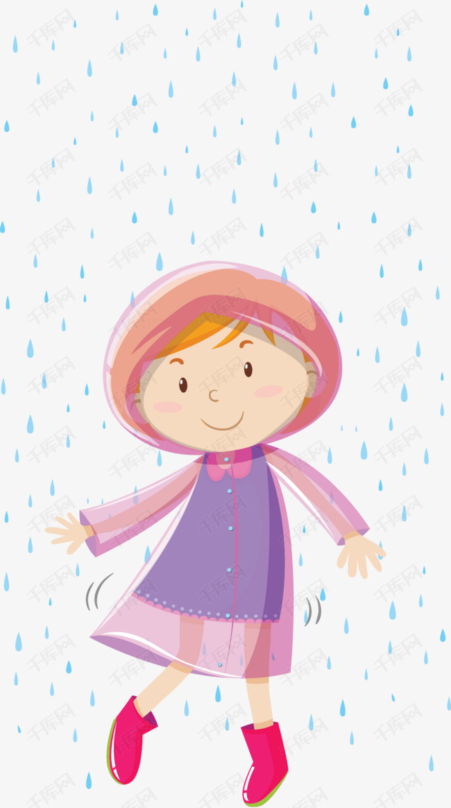 下雨天穿雨衣的女孩