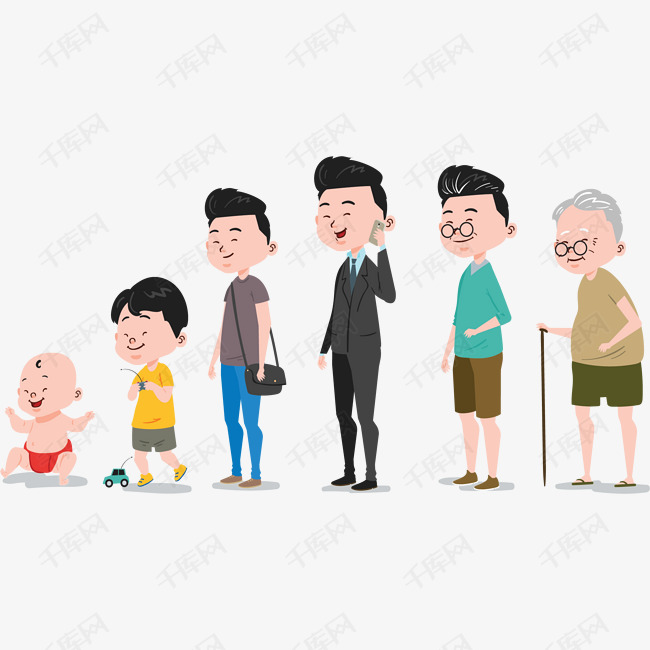 从婴儿变成了老头的素材免抠矢量png成长成长过程婴儿长大变成老人