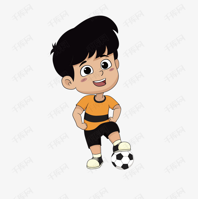 小男孩踢足球                                        卡通