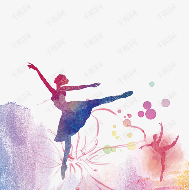 彩色渐变光泽芭蕾舞卡通插画