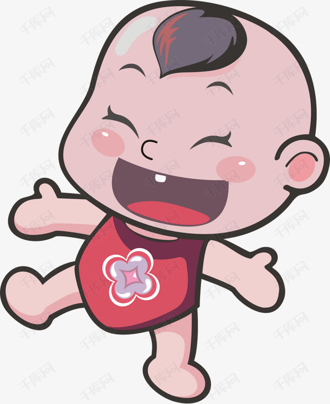 开心的男娃娃卡通图的素材免抠卡通开心的牙齿肚兜小宝宝儿童