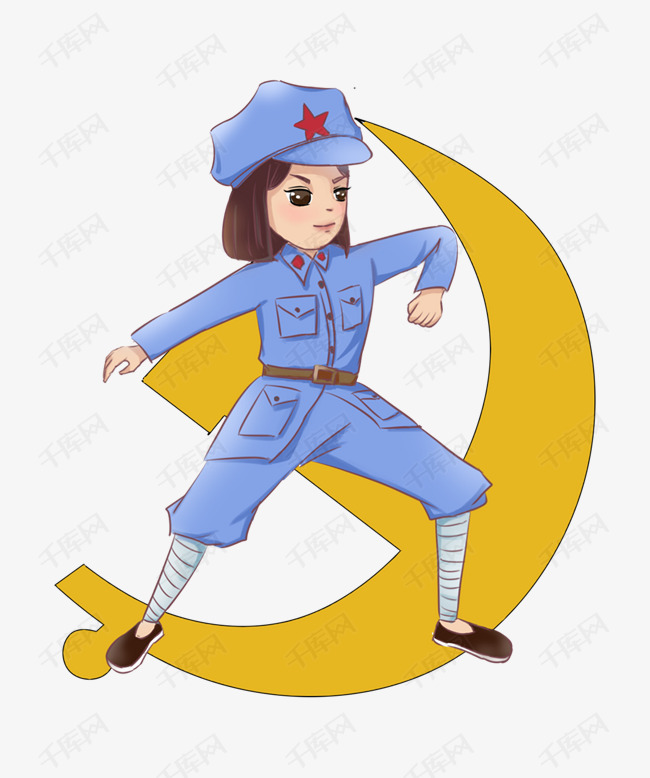 建军节红军女战士插画
