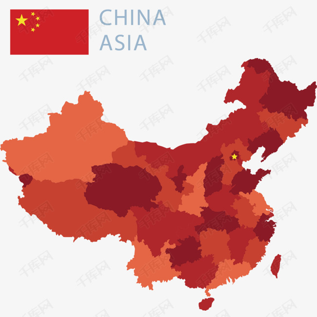 红色省份拼图中国地图素材图片免费下载_高清